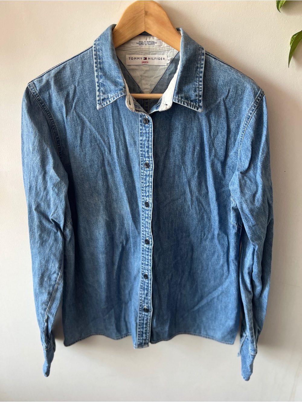 Tommy Hilfiger Vintage Denim Blue Button Up Shirt XL
